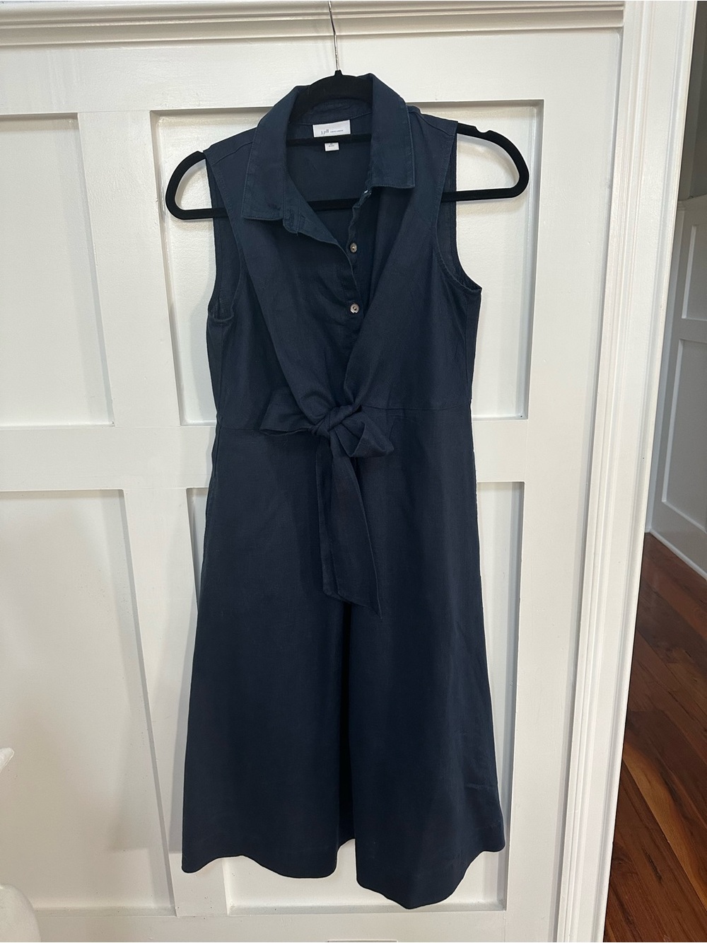 J. Jill Navy Sleeveless Tie-Front Midi Dress